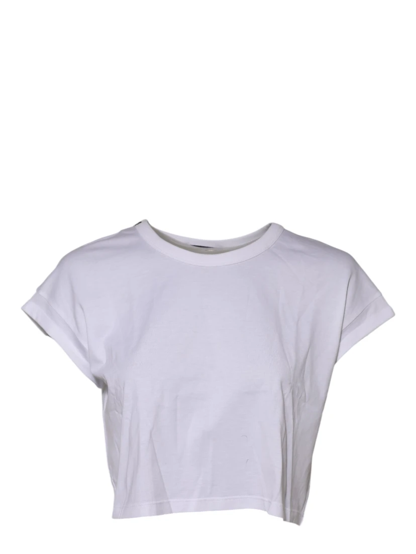 White Cotton Short Sleeves Cropped T-shirt