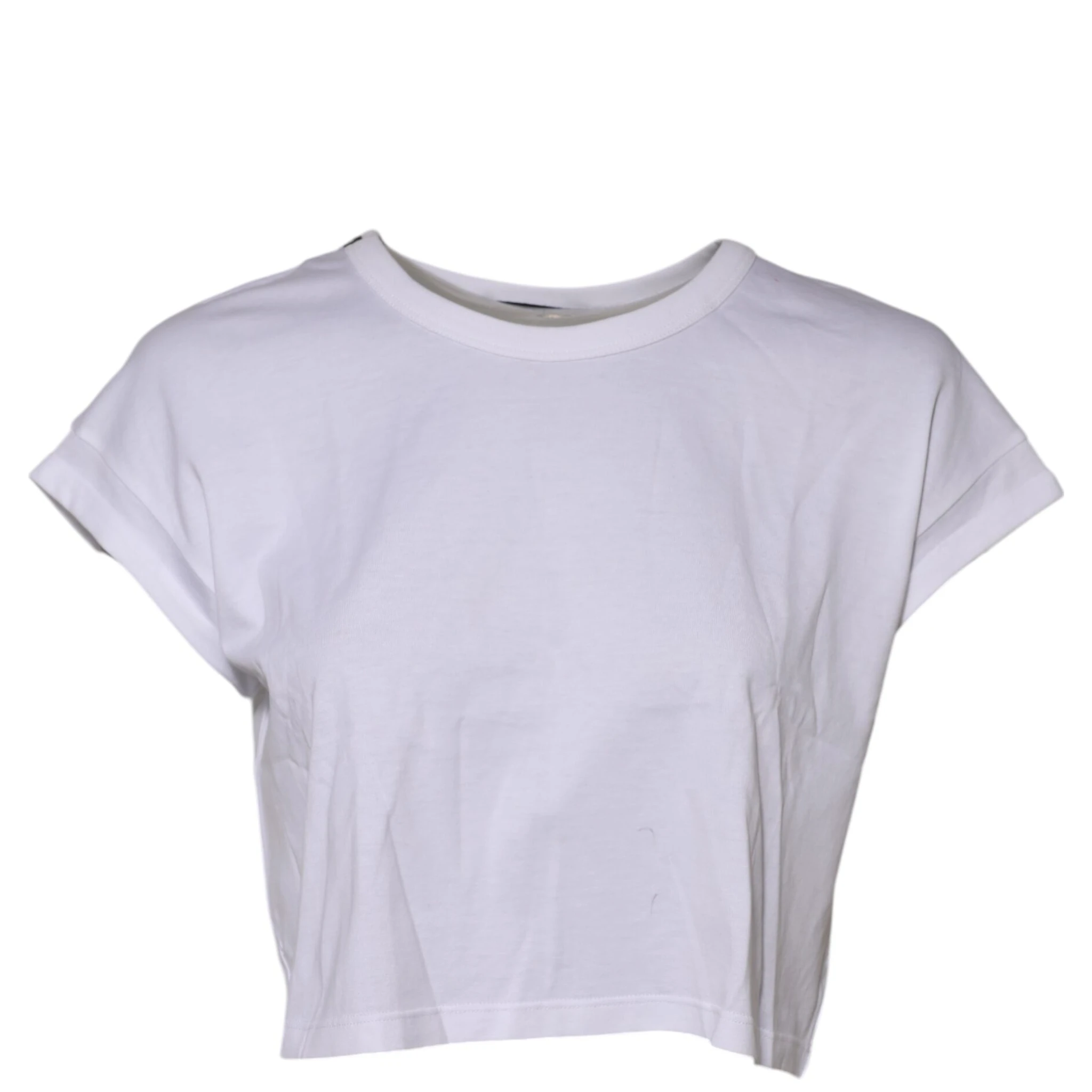 White Cotton Short Sleeves Cropped T-shirt
