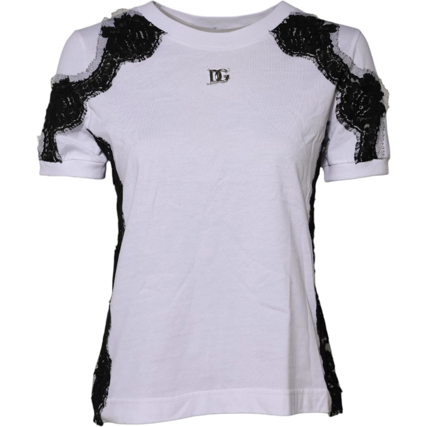 White Floral Lace DG Detailing Top T-shirt