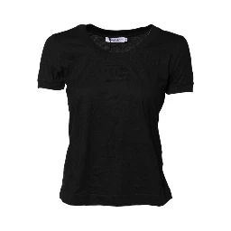 Black Cotton Short Sleeves Round Neck T-shirt
