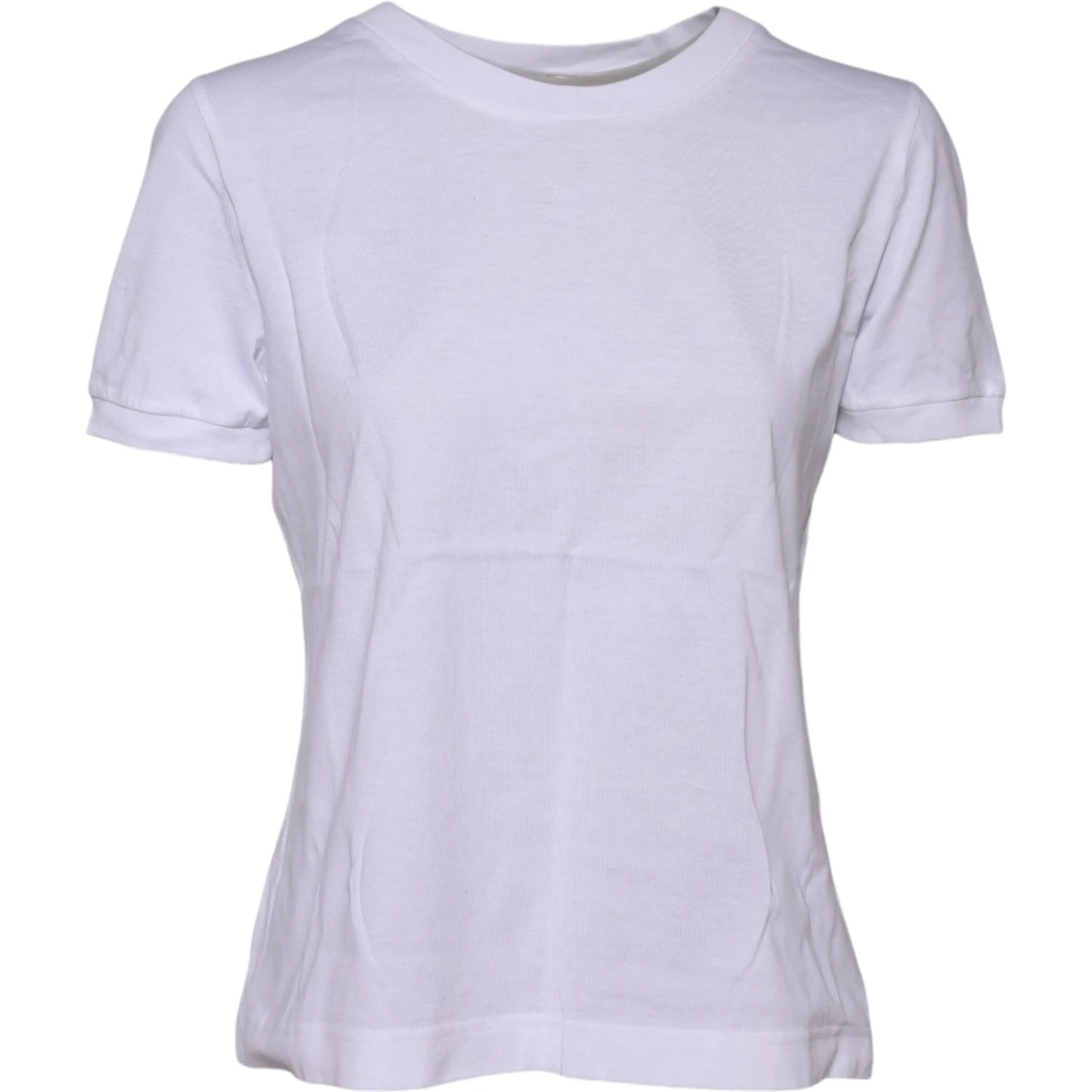 White Cotton Round Neck Short Sleeves T-shirt