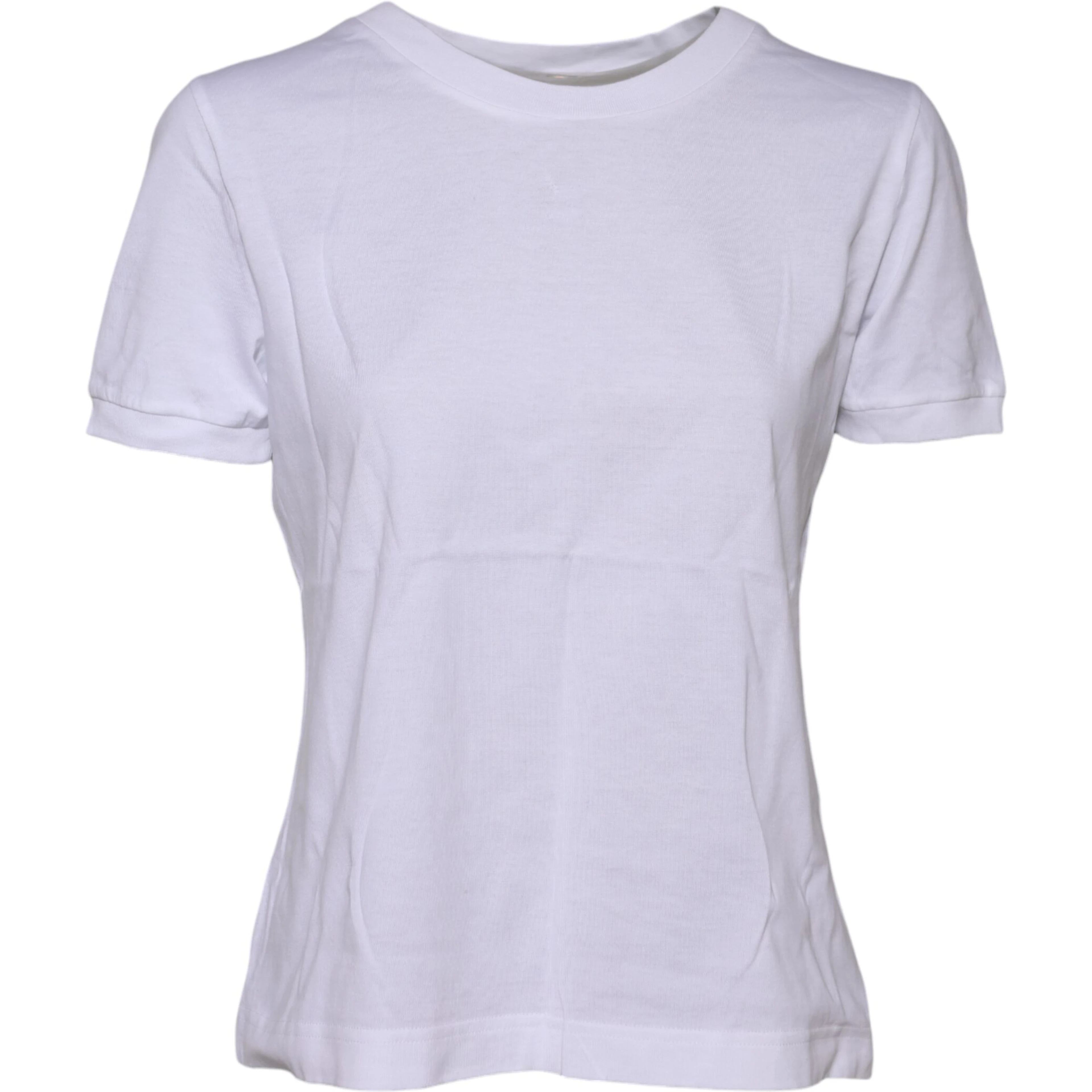 White Cotton Round Neck Short Sleeves T-shirt