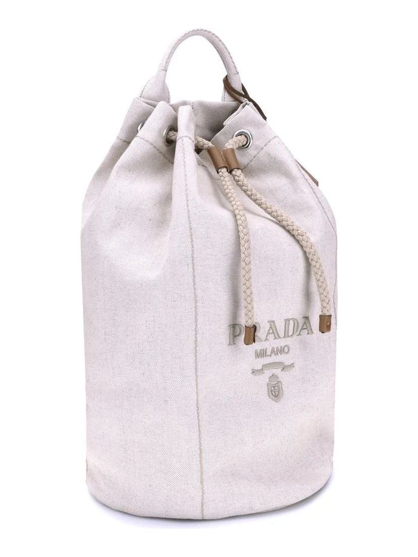 White Cotton Backet Bag