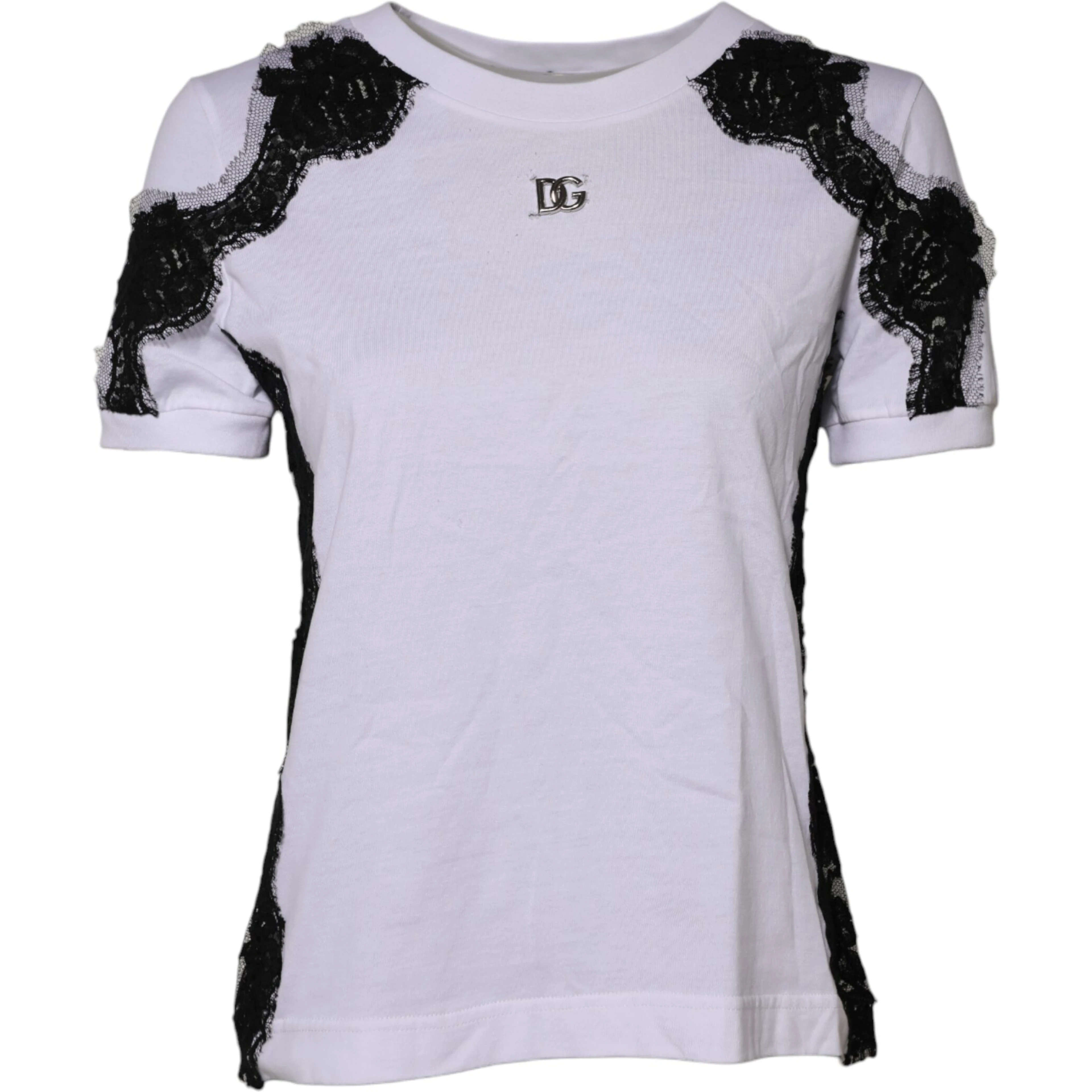 White Floral Lace DG Detailing Top T-shirt