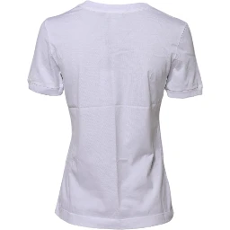 White Cotton Round Neck Short Sleeves T-shirt