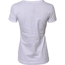 White Cotton Short Sleeves Round Neck T-shirt