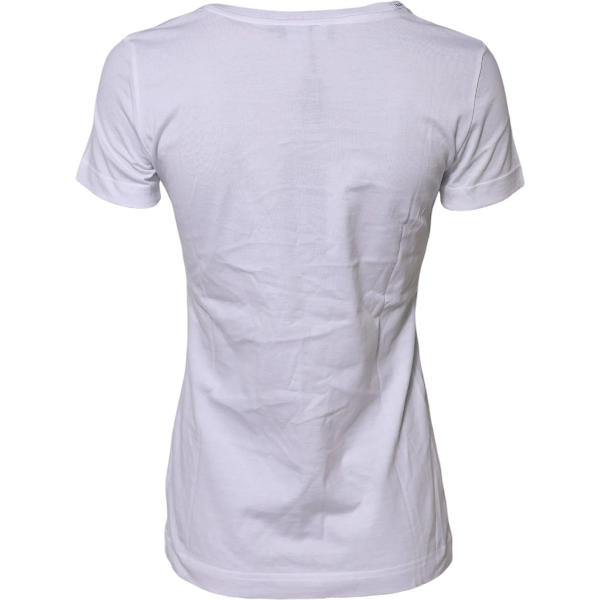 White Cotton Short Sleeves Round Neck T-shirt