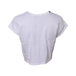 White Cotton Short Sleeves Cropped T-shirt
