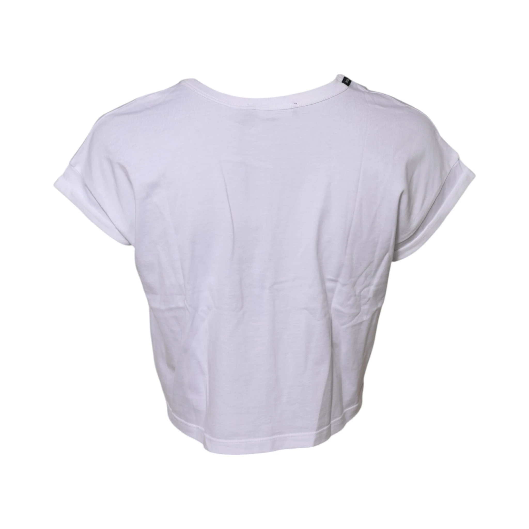White Cotton Short Sleeves Cropped T-shirt