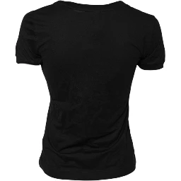 Black Cotton Short Sleeves Round Neck T-shirt