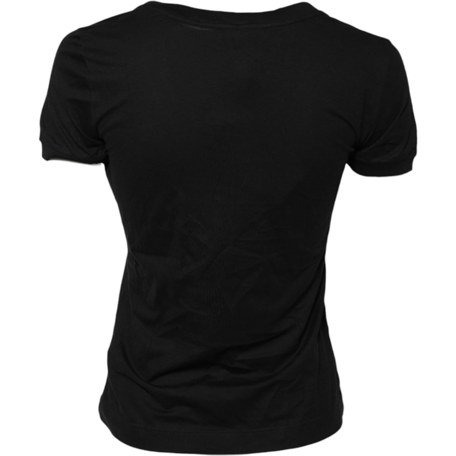 Black Cotton Short Sleeves Round Neck T-shirt