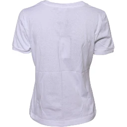 White Cotton Round Neck Short Sleeves T-shirt