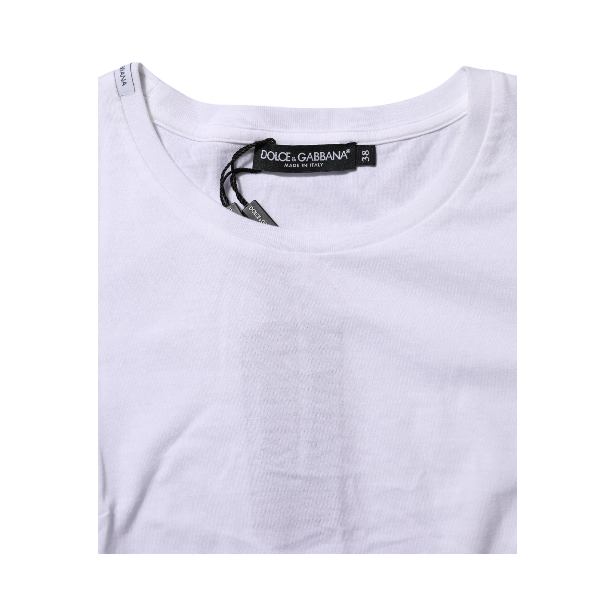 White Cotton Short Sleeves Round Neck T-shirt