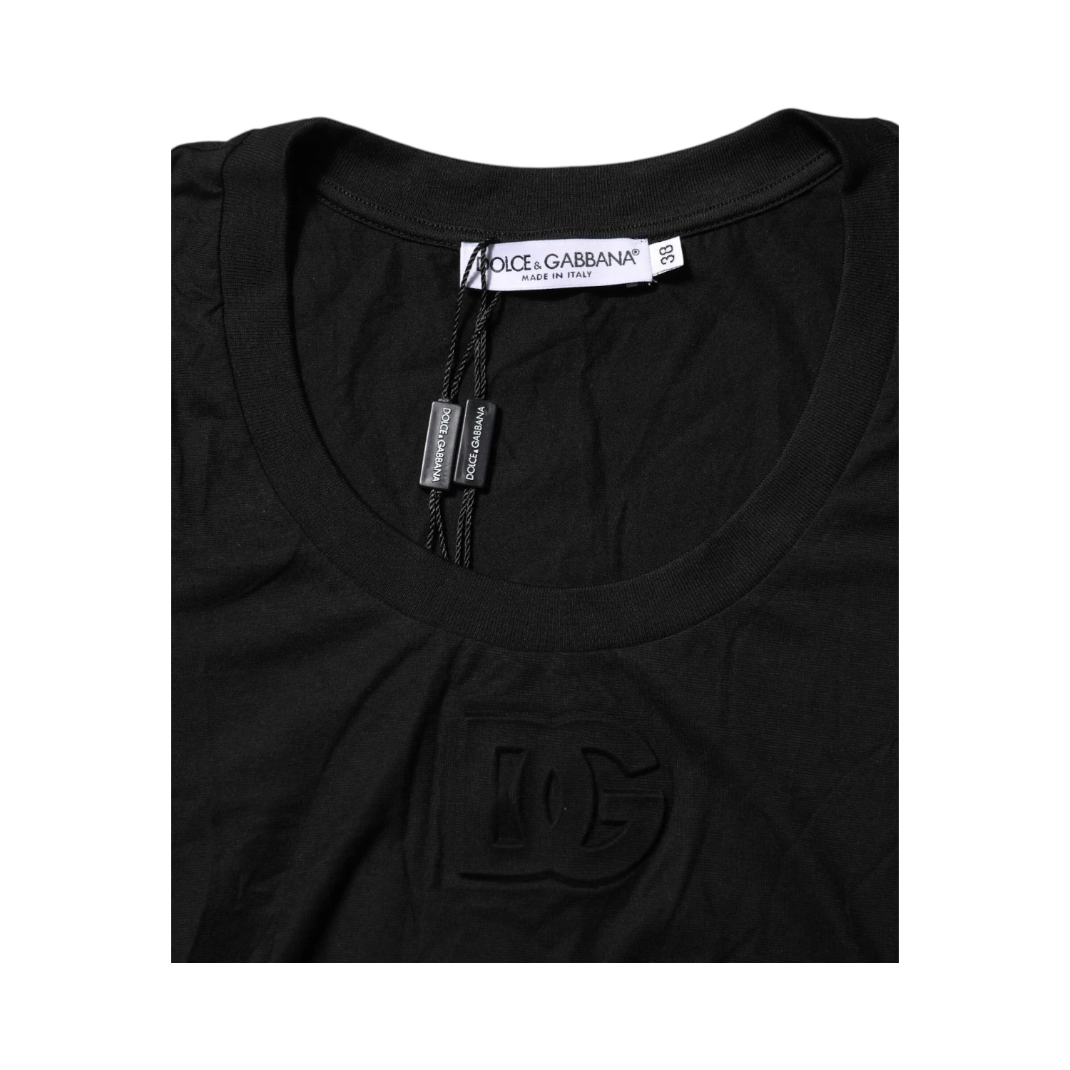 Black Cotton Short Sleeves Round Neck T-shirt