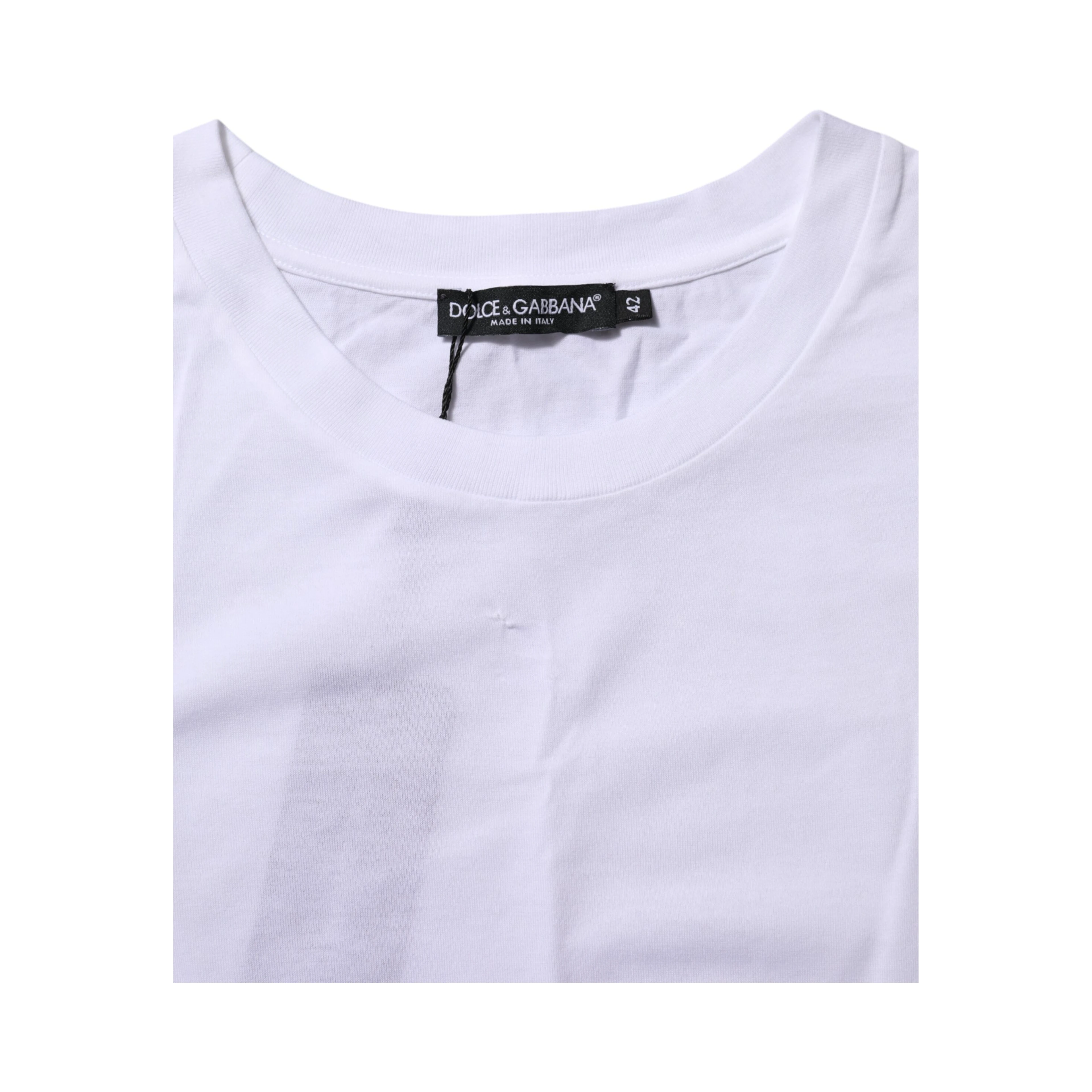 White Cotton Round Neck Short Sleeves T-shirt