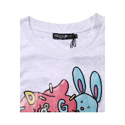 White Cotton Graphic Print Crew Neck T-shirt