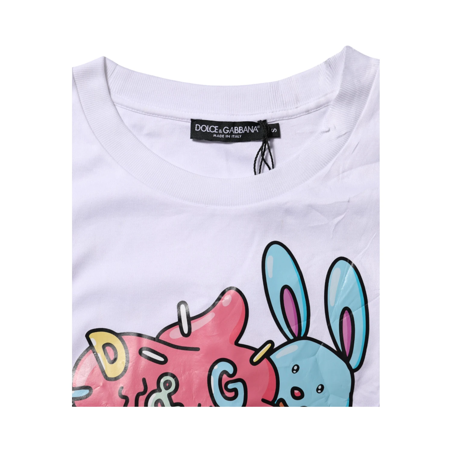 White Cotton Graphic Print Crew Neck T-shirt