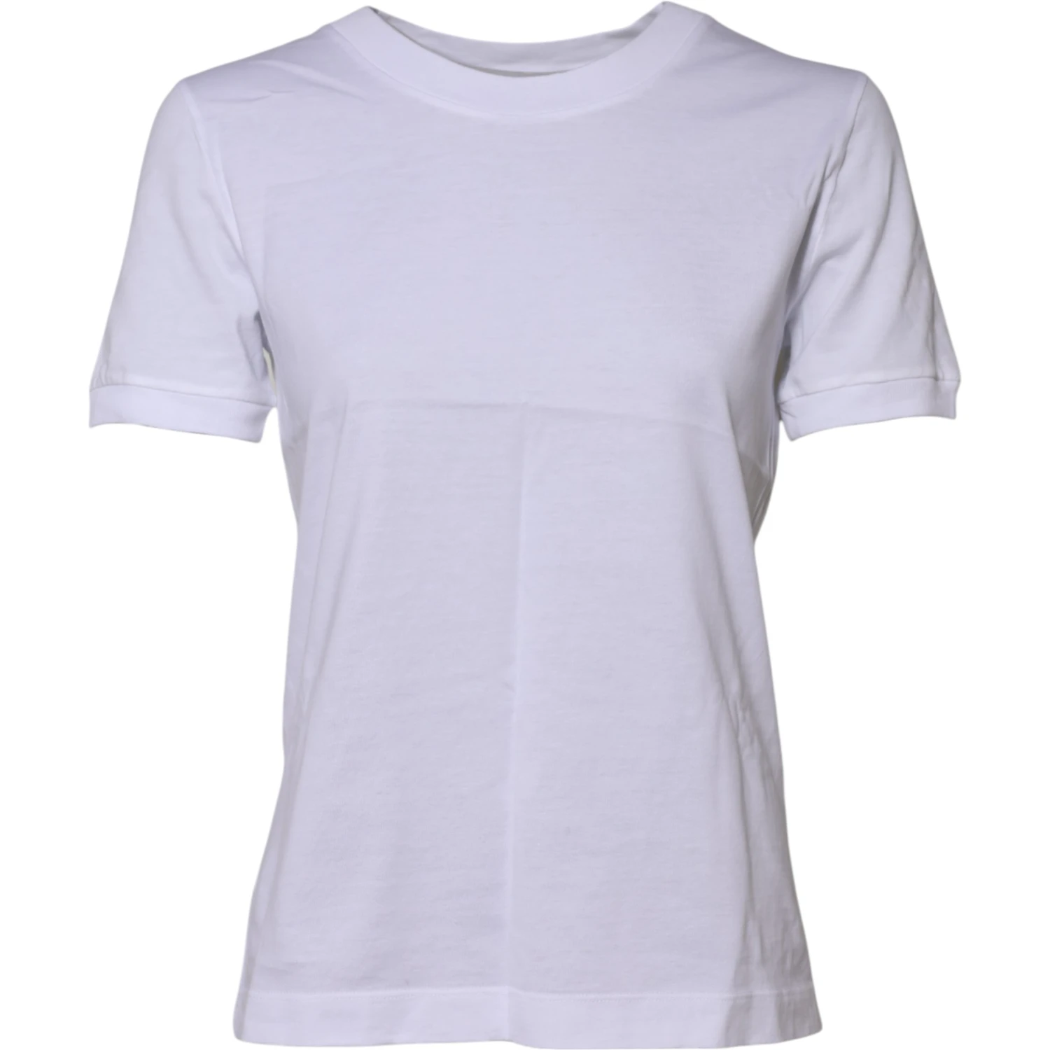White Cotton Round Neck Short Sleeves T-shirt