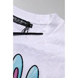 White Cotton Graphic Print Crew Neck T-shirt