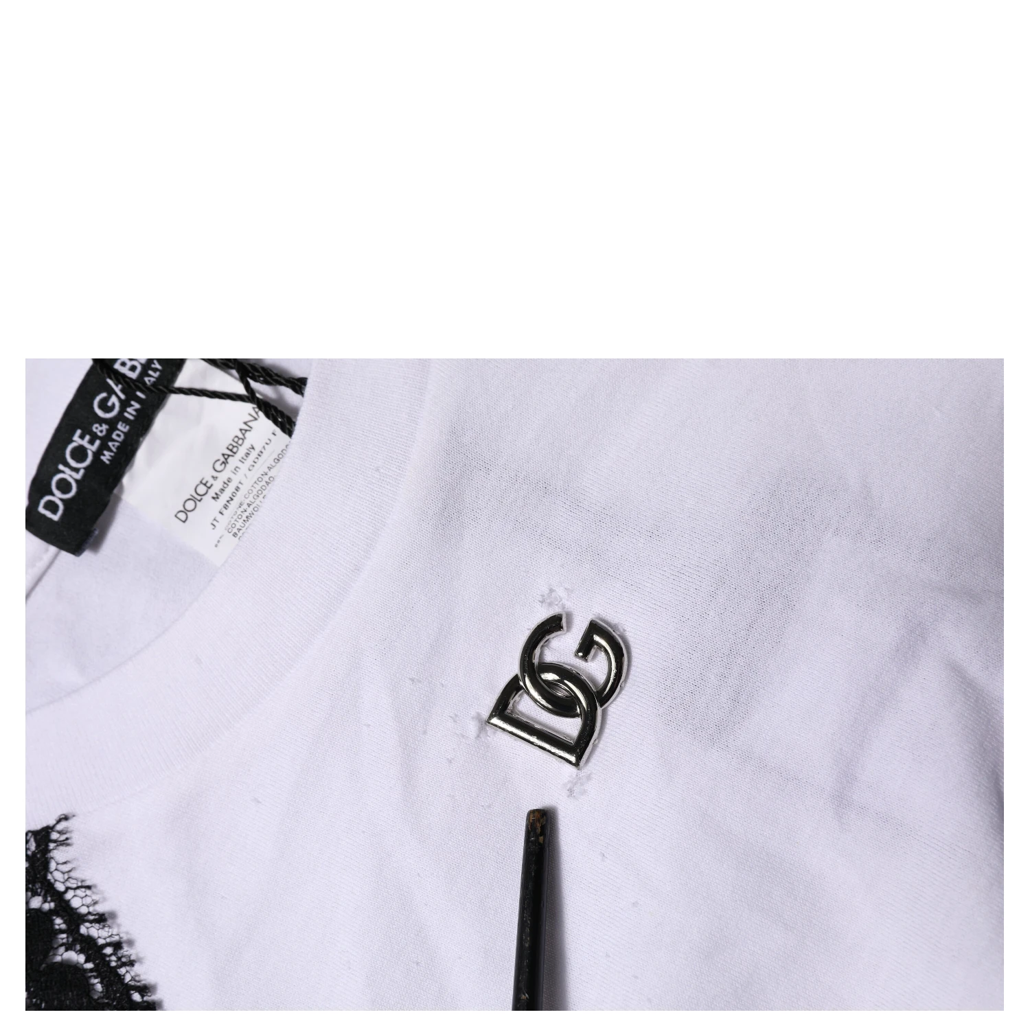 White Floral Lace DG Detailing Top T-shirt