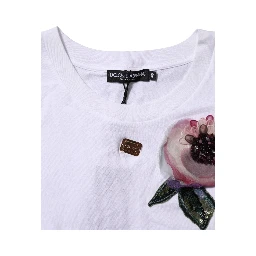 White Floral Lace DG Detailing Cropped T-shirt