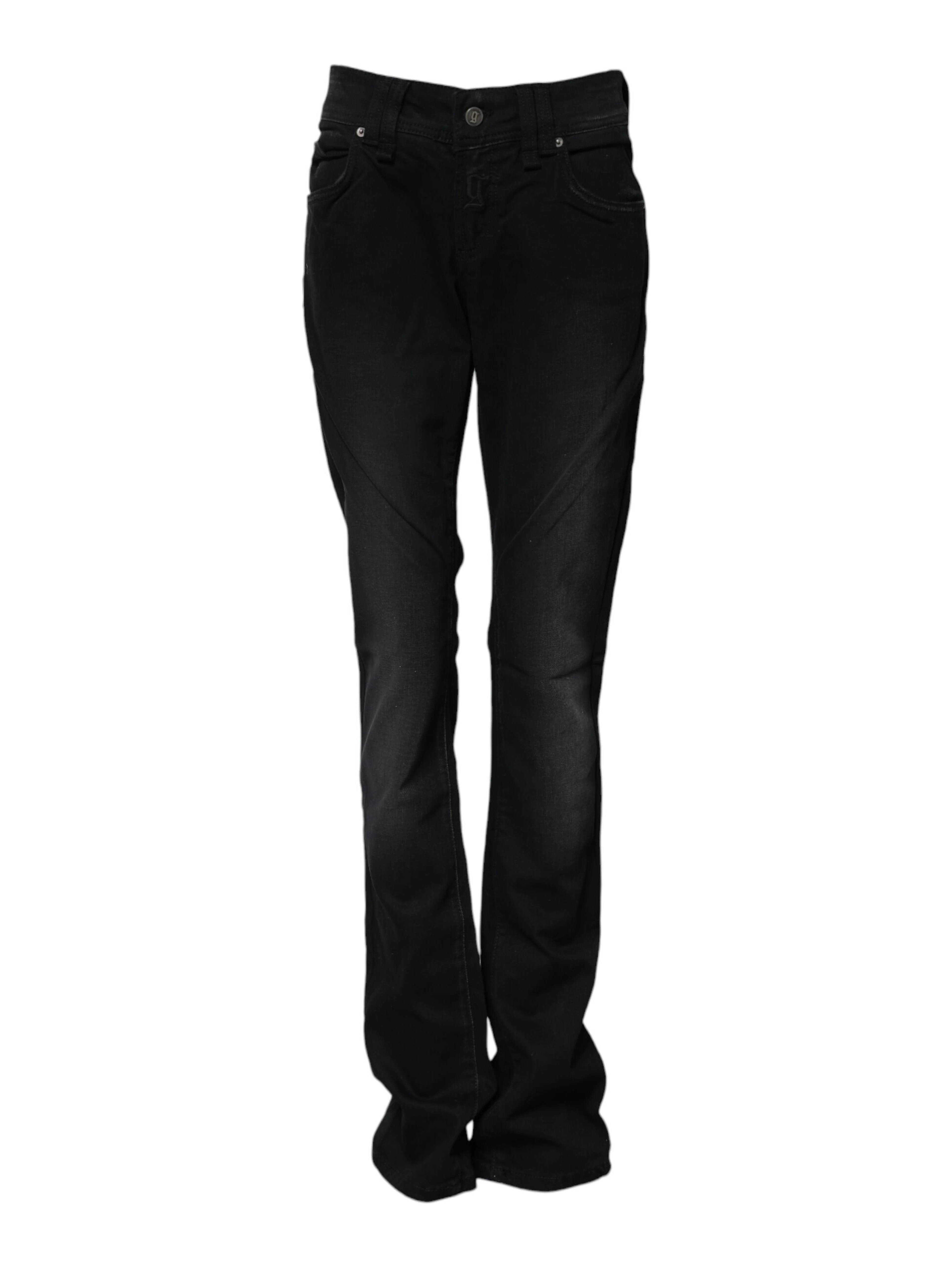 Black Cotton Mid Waist Tapered Denim Jeans