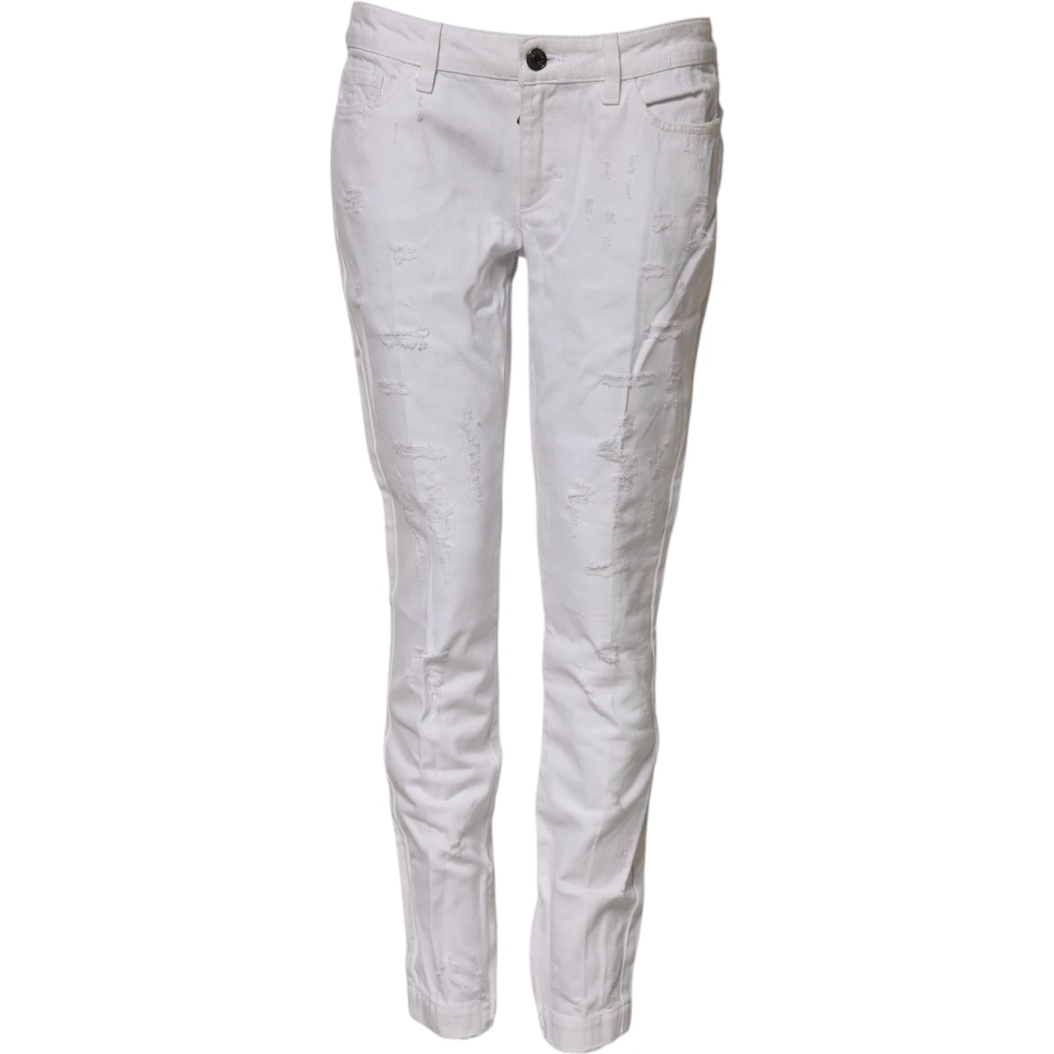 White Cotton Mid Waisted Women Denim Jeans