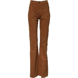 Brown High Waisted Flared Cut Pants