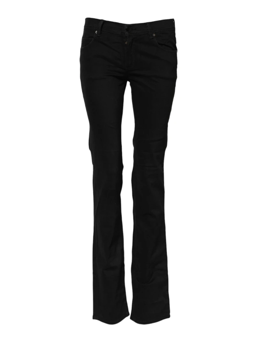 Black Cotton Stretch Flared Bootcut Denim Jeans
