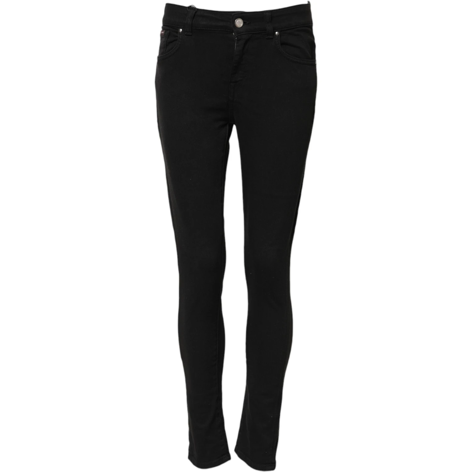 Black Cotton Skinny Mid Waist Denim Jeans