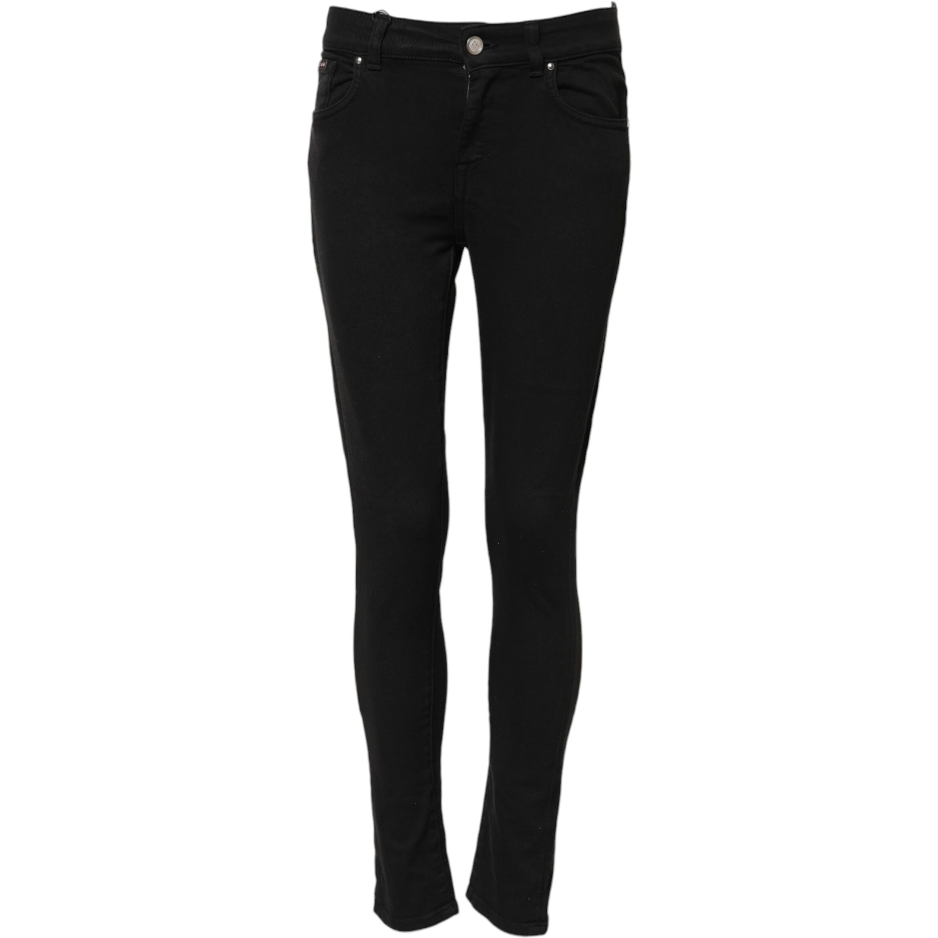 Black Cotton Skinny Mid Waist Denim Jeans