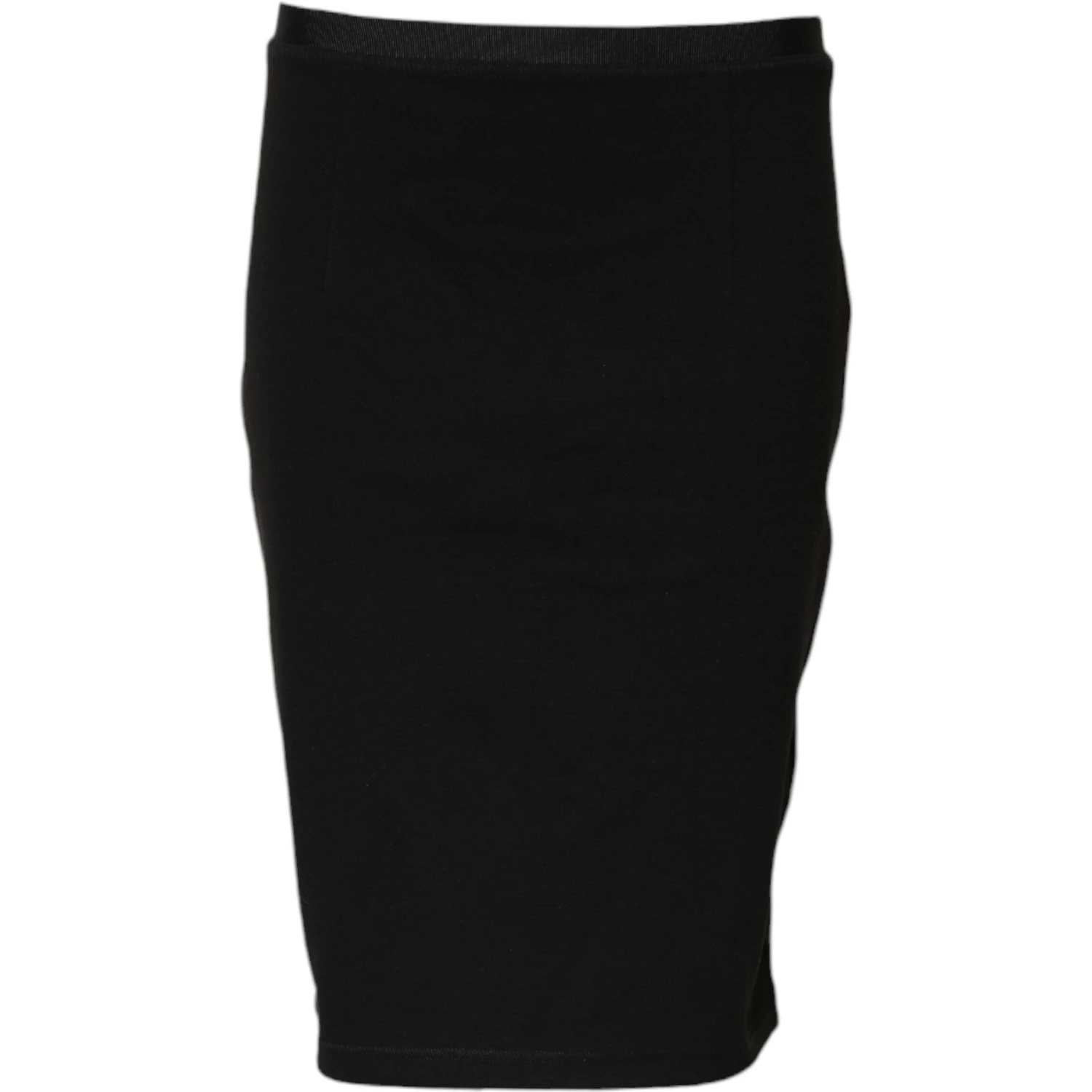 Black Polyester Pencil Cut Knee Length Skirt