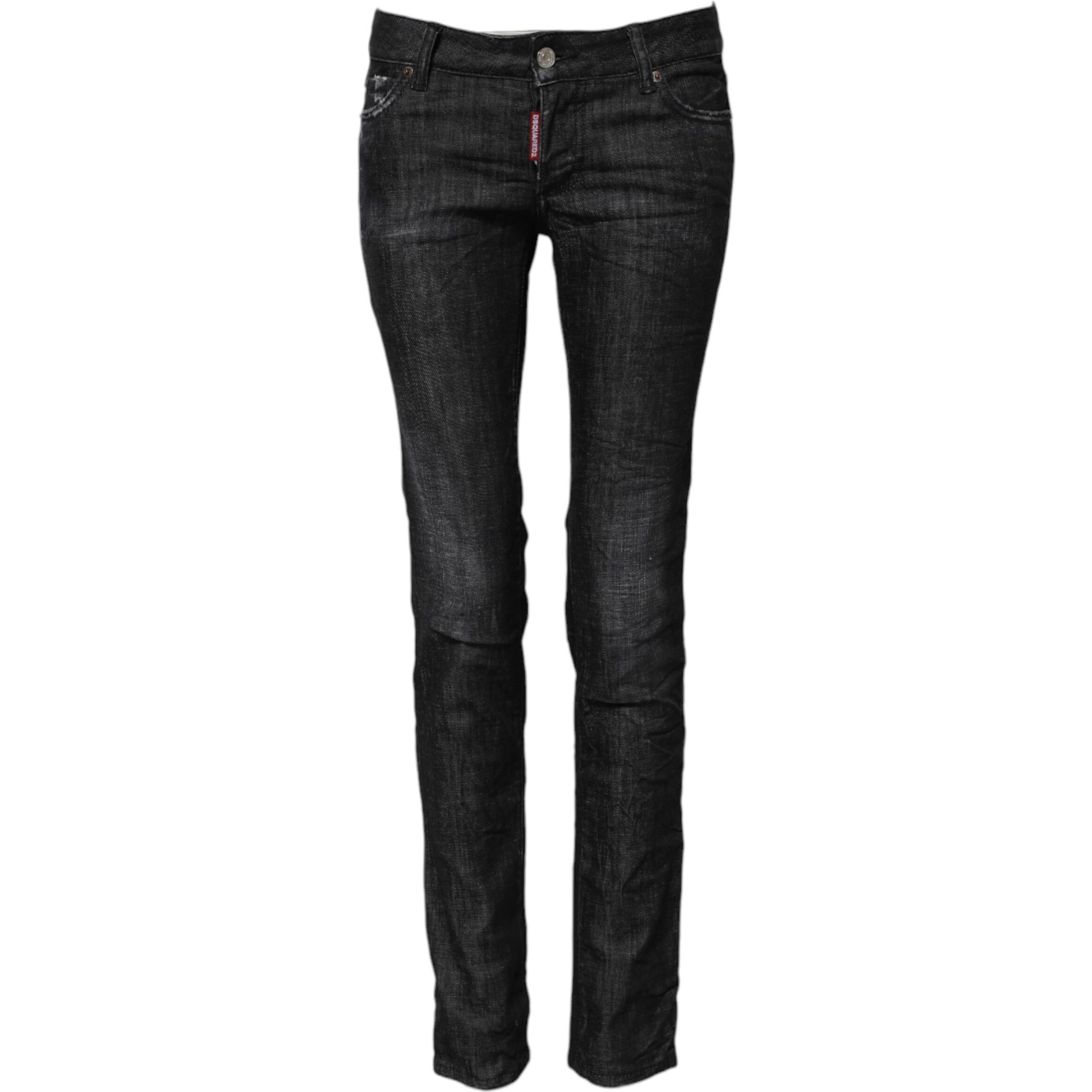 Black Cotton Low Waist Skinny Denim Jeans