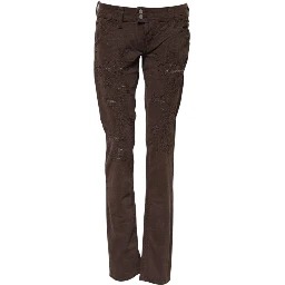 Brown Cotton Low Waist Skinny Casual Jeans