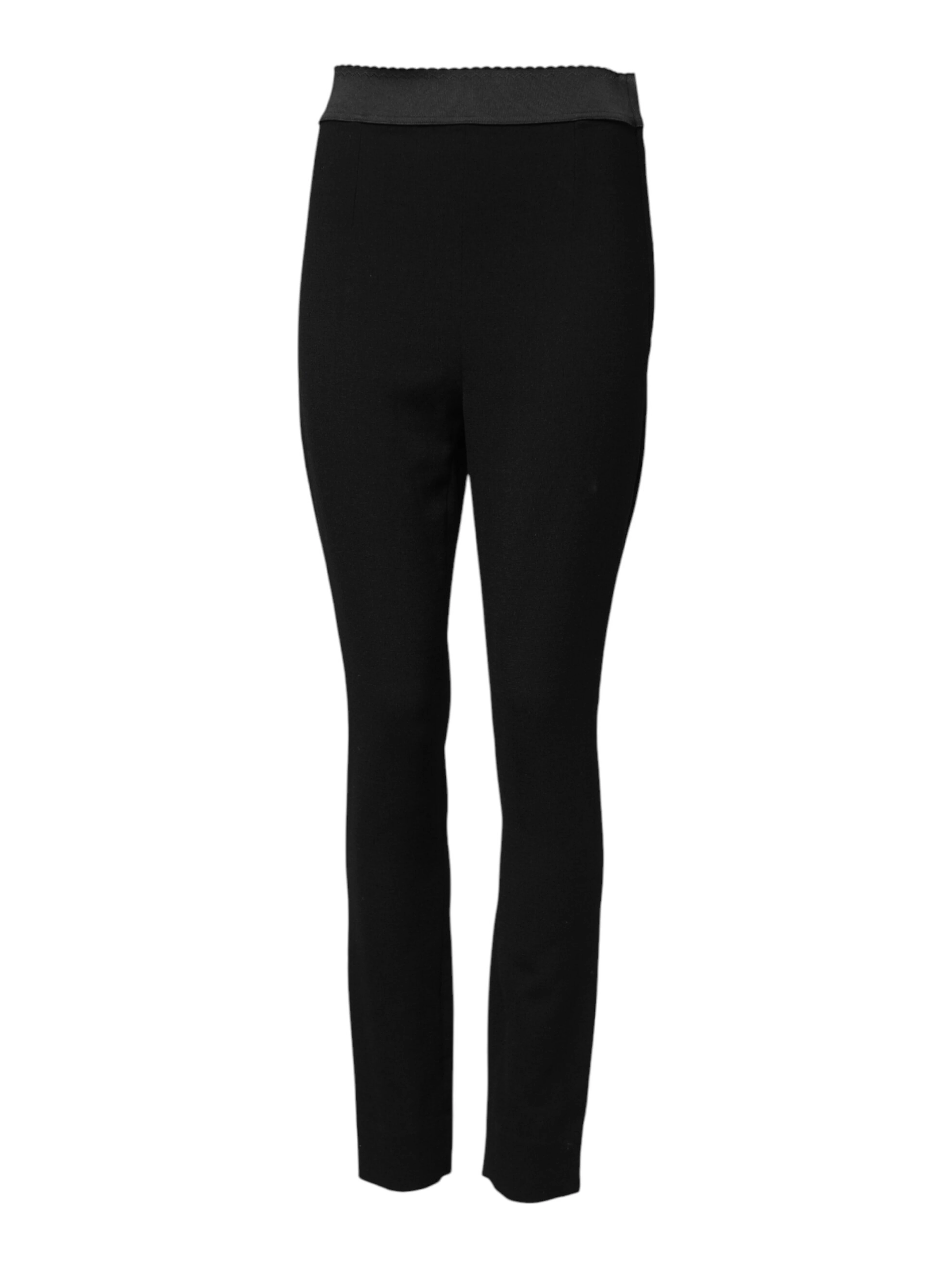 Black Wool Leggings Stretch Pants