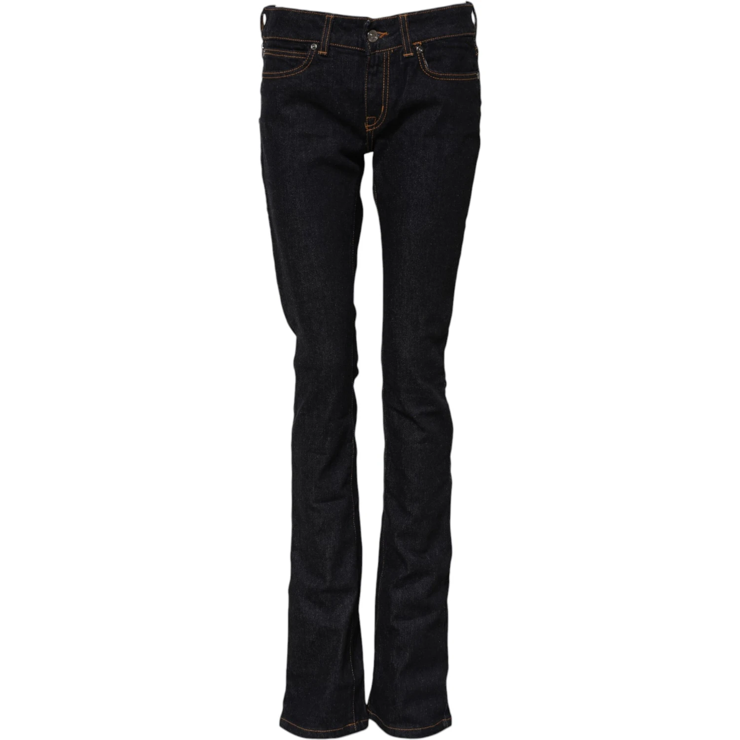 Dark Blue Cotton Mid Waisted Skinny Denim Jeans