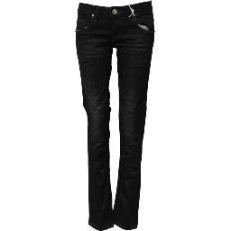Black Cotton Slim Fit Denim Low Waist Denim Jeans