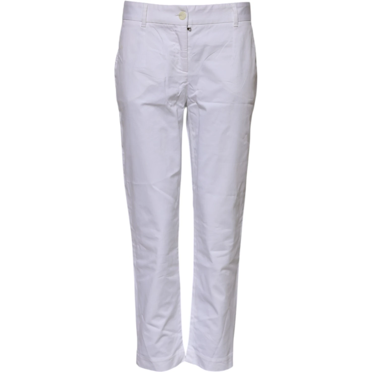 White Cotton Stretch Mid Waist Jeans