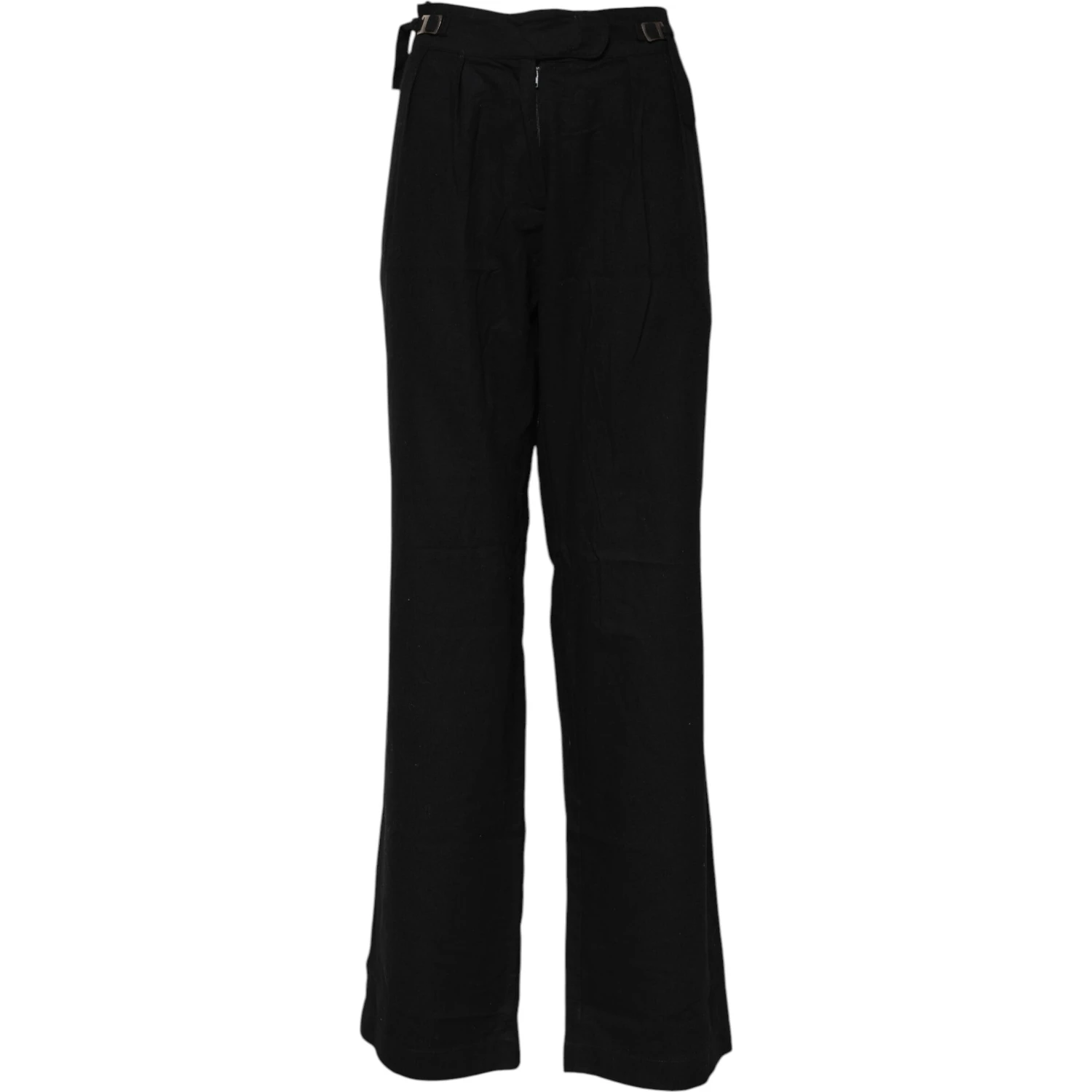 Black Straight Fit High Waist Pants