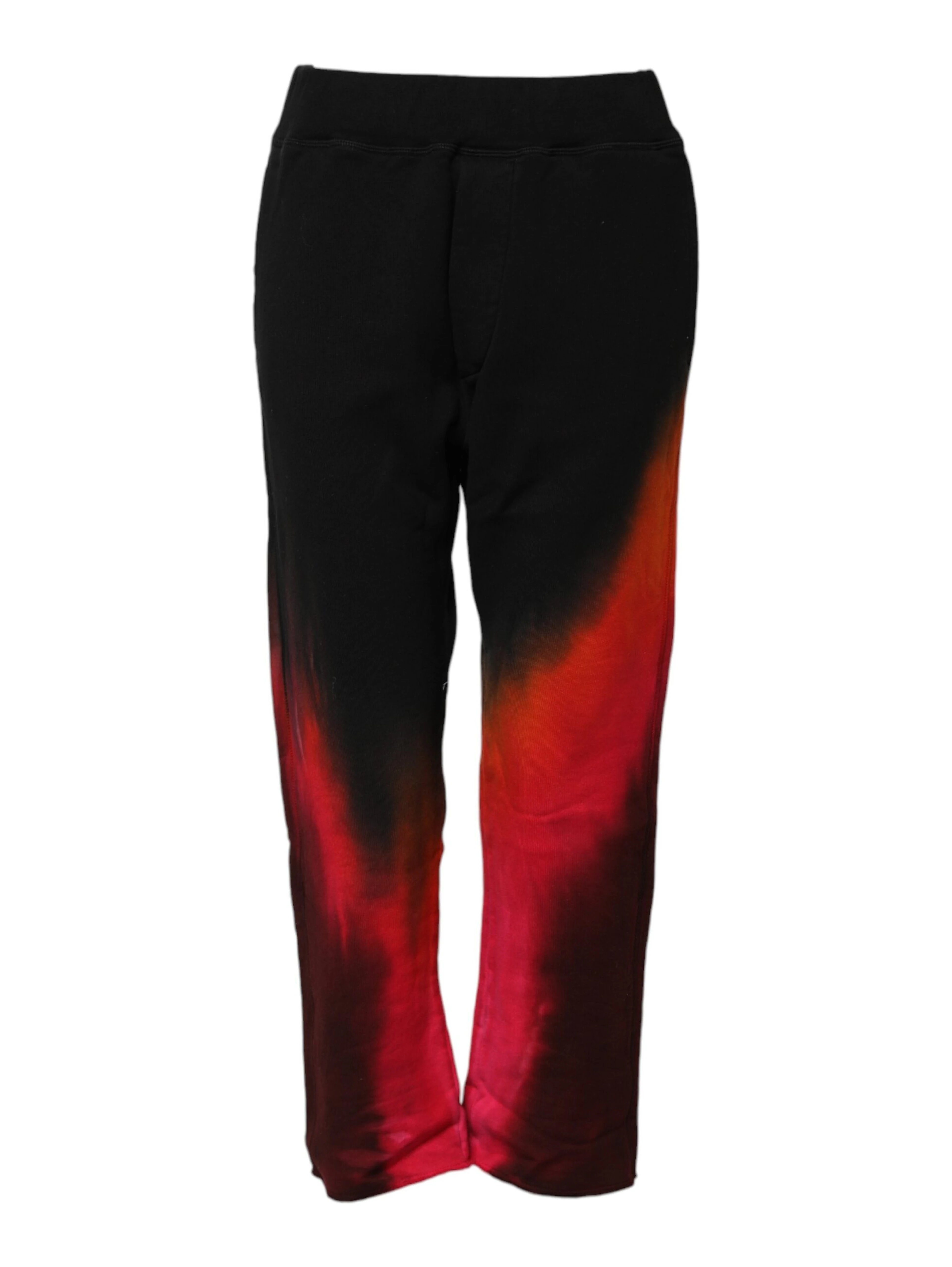 Black Red Cotton Straight Fit Jogger Pants