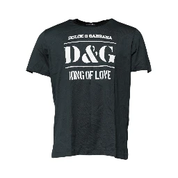 Black Cotton Printed Short Sleeves T-shirt
