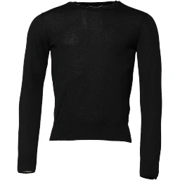 Black Cashmere Crew Neck Long Sleeves T-shirt