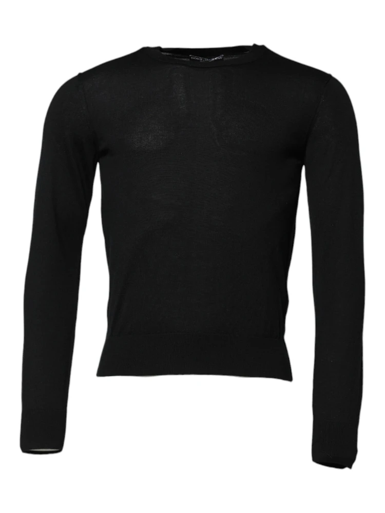 Black Cashmere Crew Neck Long Sleeves T-shirt