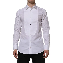 White Bib Cotton Poplin GOLD Formal Shirt