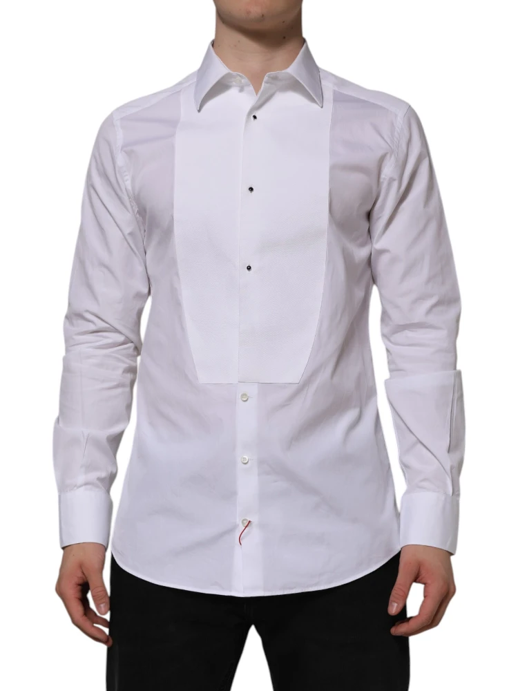 White Bib Cotton Poplin GOLD Formal Shirt