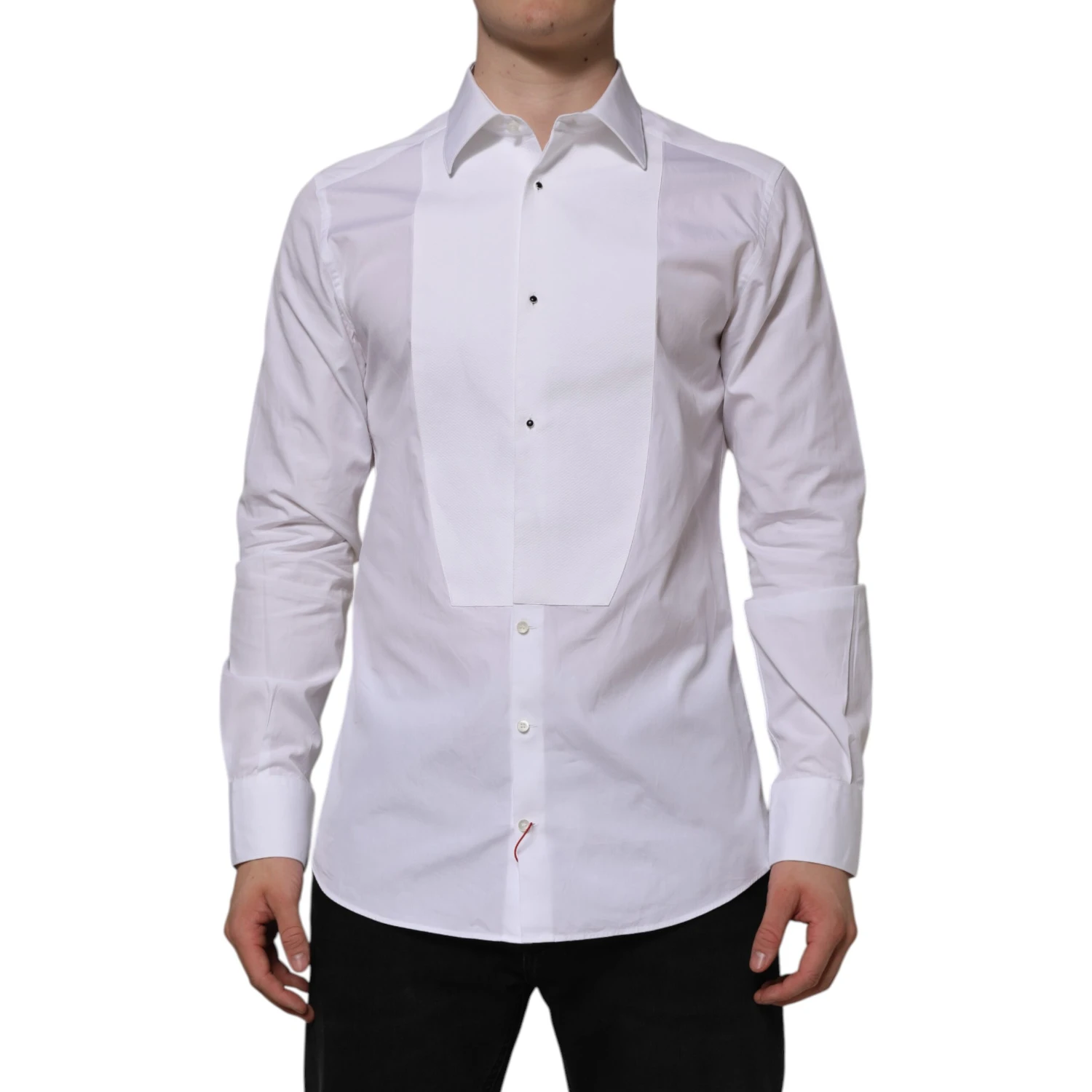 White Bib Cotton Poplin GOLD Formal Shirt