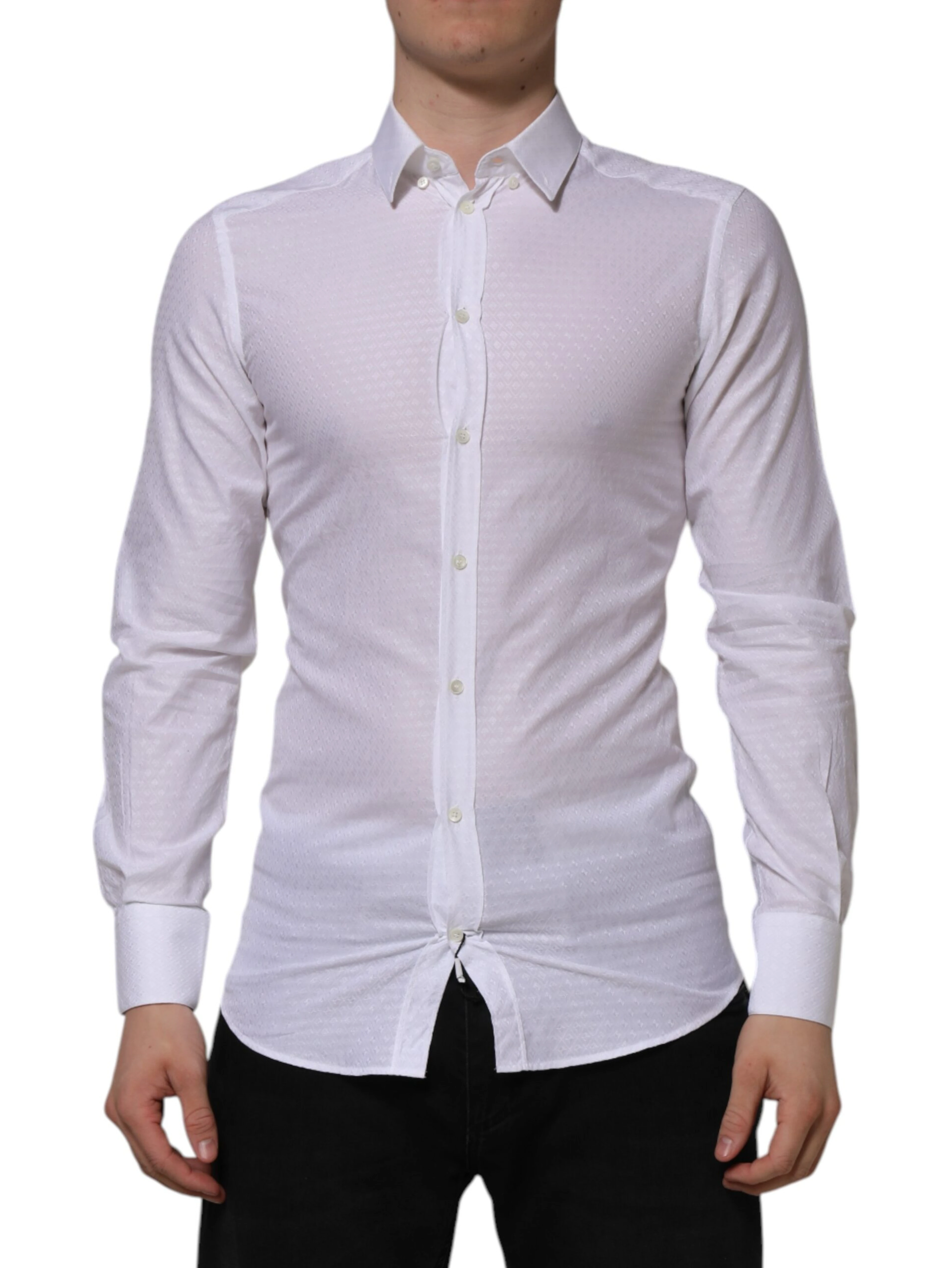 White Cotton GOLD Long Sleeves Formal Shirt