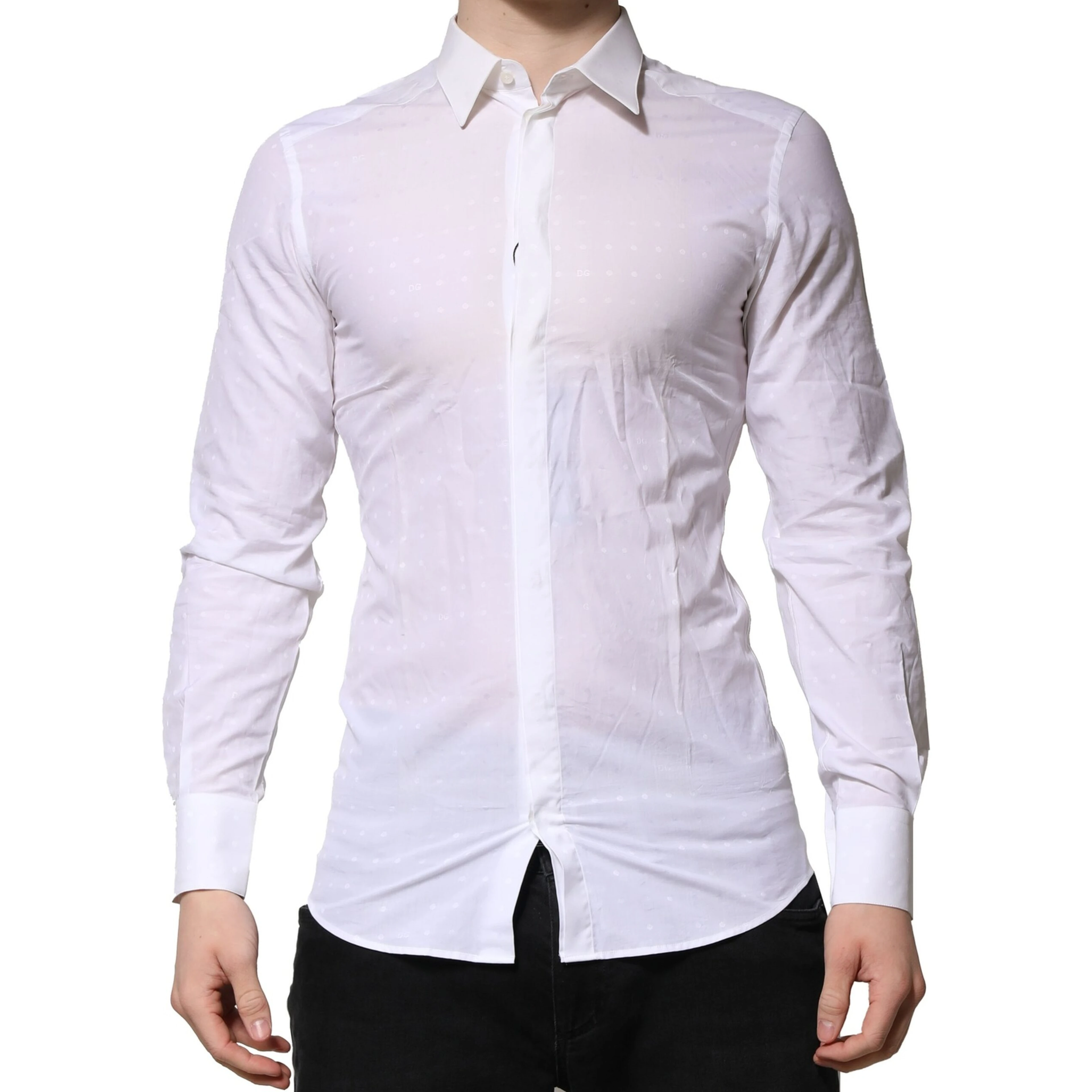 White Cotton GOLD Dress Formal Shirt