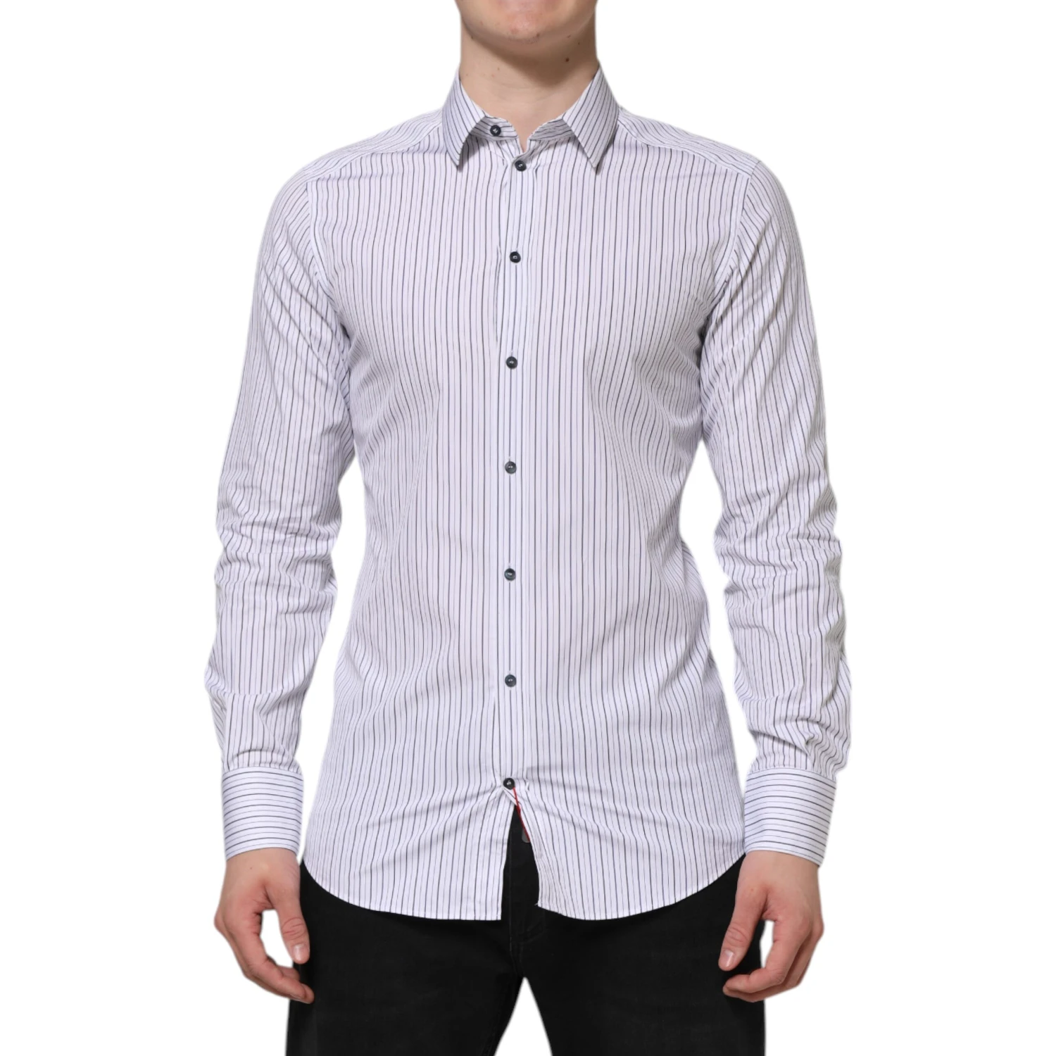 White Blue Striped Cotton GOLD Formal Shirt