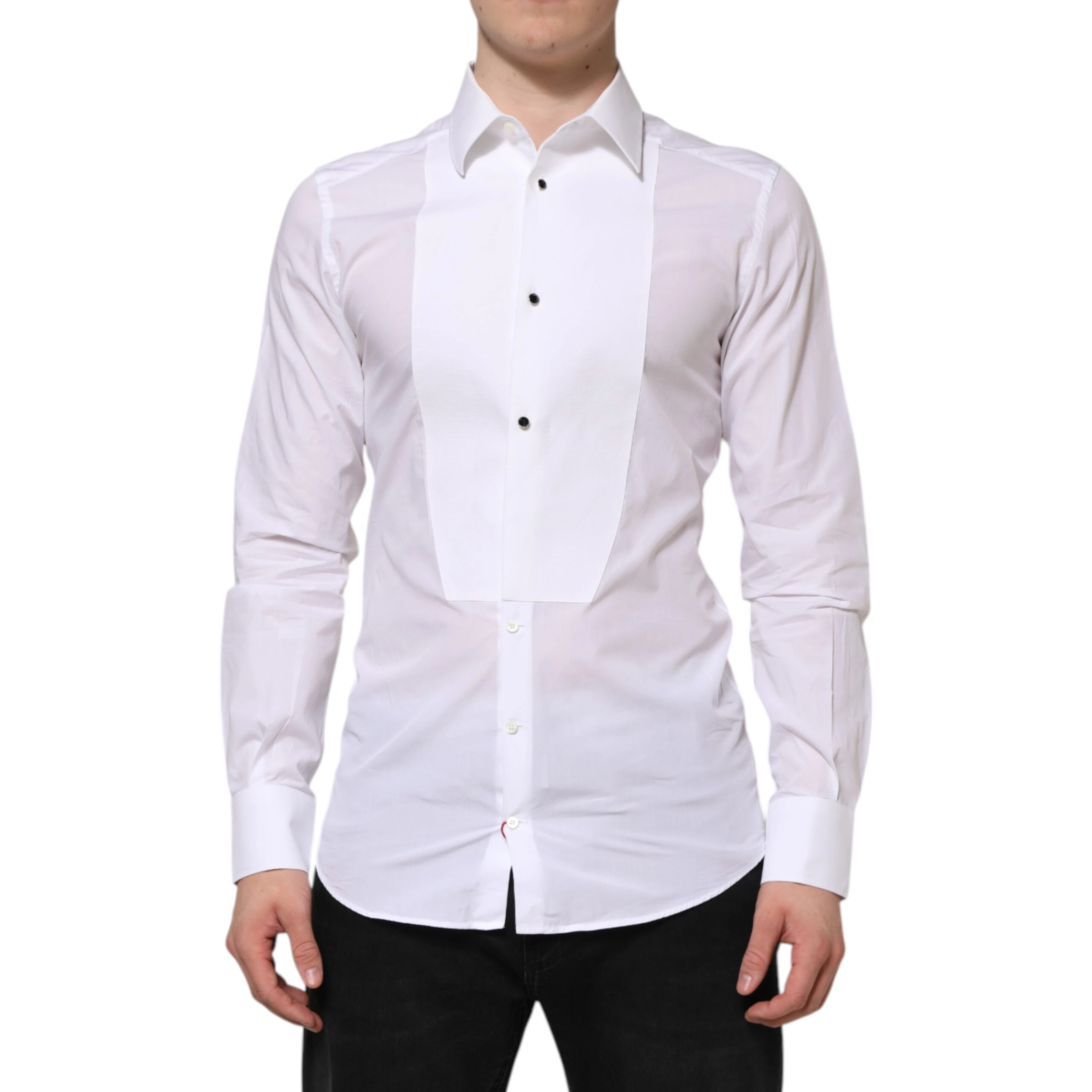 White Cotton GOLD Bib Poplin Formal Shirt
